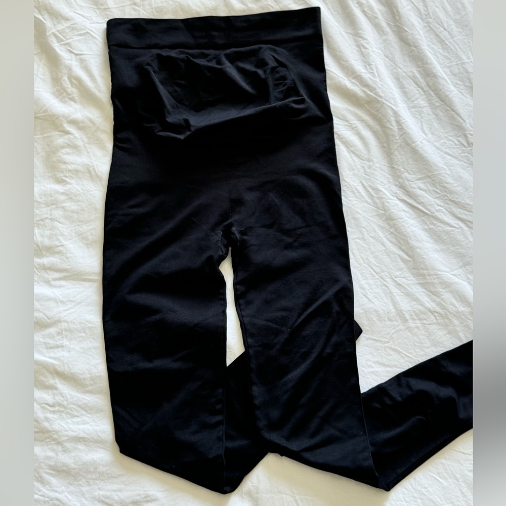 BLANQI black maternity belly support leggings.